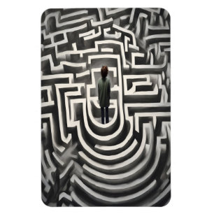 Ímã Perdida na Arte Abstrato de Maze Preta-e-Branca