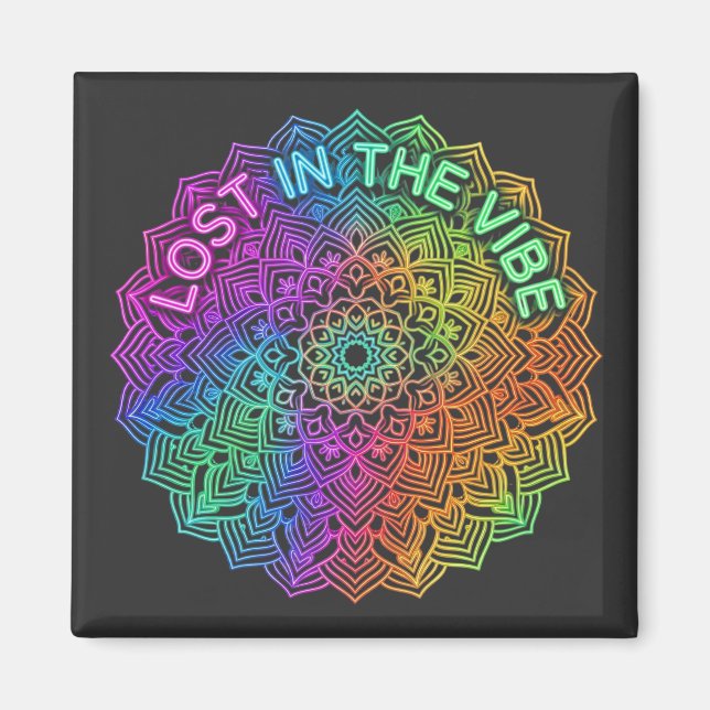 Imã Perdido no Arco-íris Neon Mandala Gráfico Vibe (Frente)