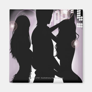 Imã Perfil de uma dança do homem com mulheres em um