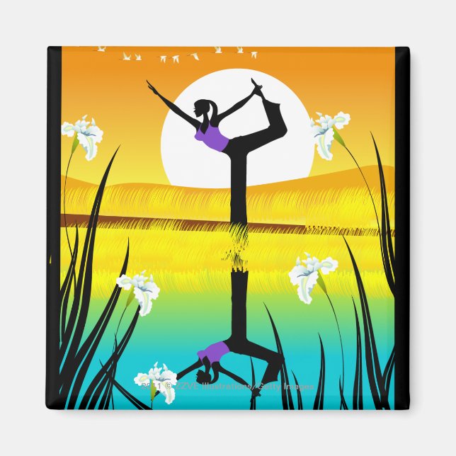 Imã Perfil lateral de uma mulher que pratica ioga (Frente)