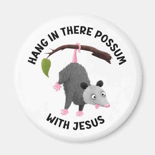 Imã Permaneça firme com Jesus possum fofo cristão (Frente)