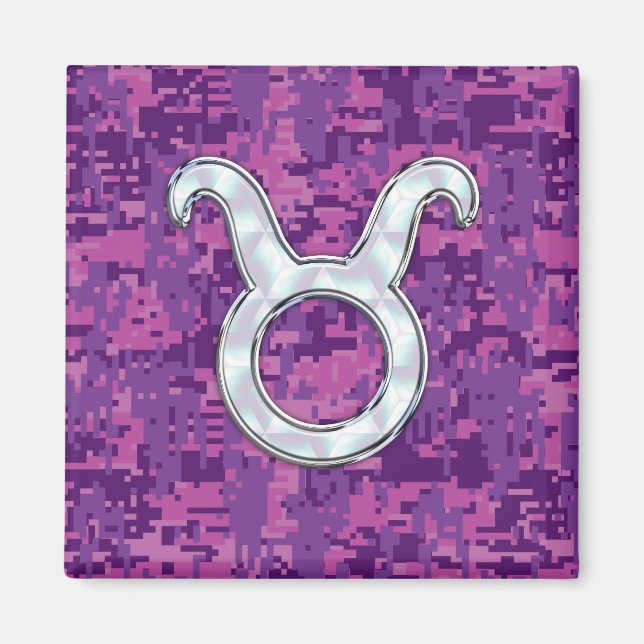 Imã Pérola como Taurus Zodiac Símbolo na Camo Digital (Frente)