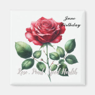 Imã Pérola e Rosa Vermelha do Mês de Junho