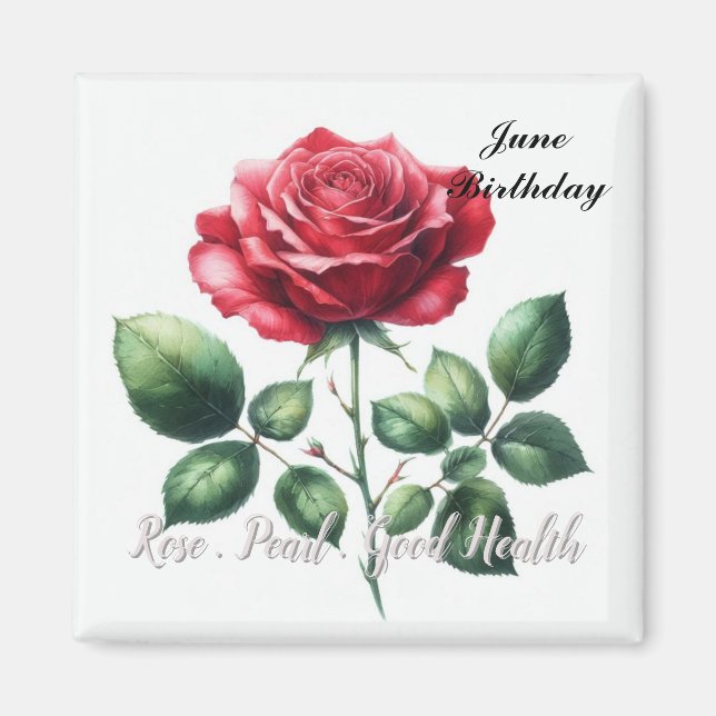 Imã Pérola e Rosa Vermelha do Mês de Junho  (Frente)