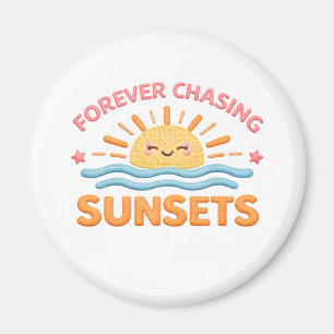 Imã Perseguindo Pôr do Sol para Sempre Fofo Sorriso