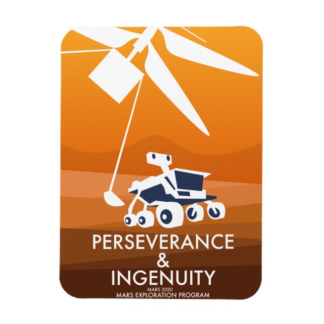 Ímã Perseverança e engenhosidade Marte 2020 (Vertical)