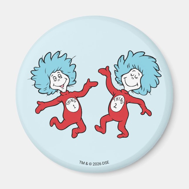 Imã Personagem Coisa 1 e Coisa 2 do Dr. Seuss (Frente)