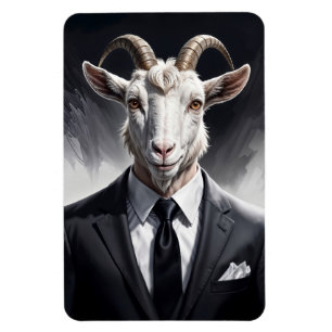 Ímã personagem de bode engraçado vestido de terno surr