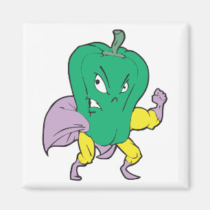 Imã personagem de desenho animado de pimenta verde sup
