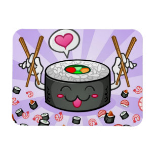 Ímã Personagem de desenho animado do sushi que come