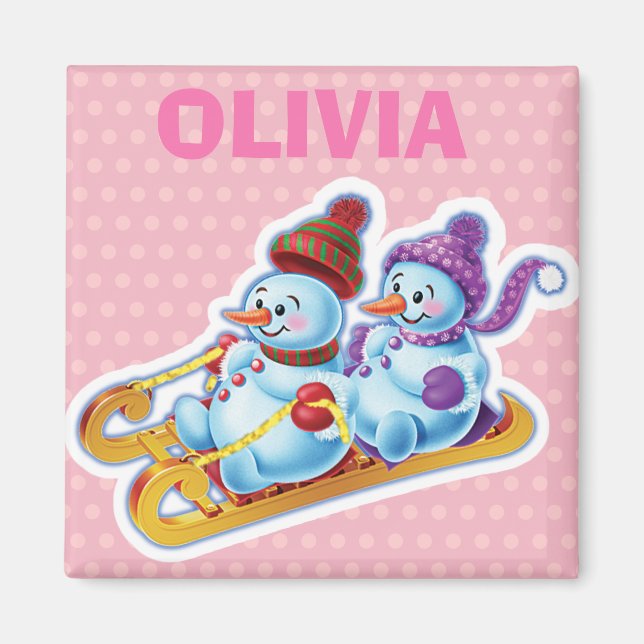 Imã Personagens de Snowman de Natal com Toque de Chave (Frente)