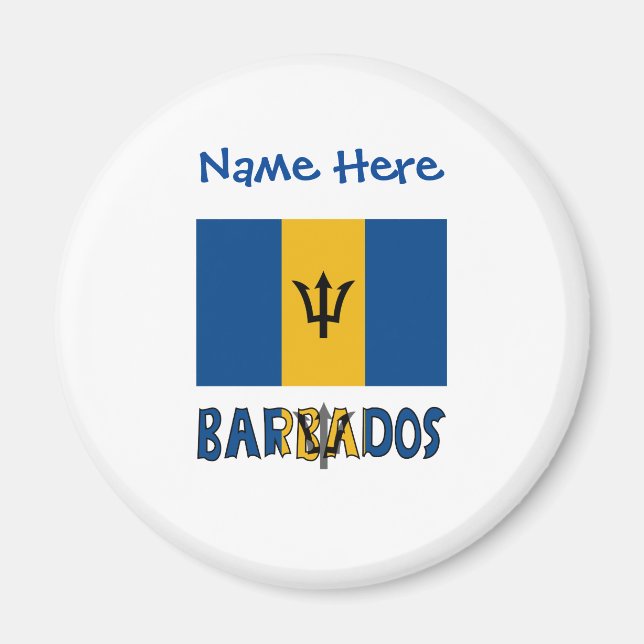 Imã Personalização Azul da Bandeira de Barbados  (Frente)