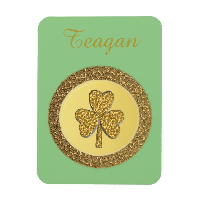 Ímã Personalização de Moedas Douradas de Shamrock irla (Vertical)
