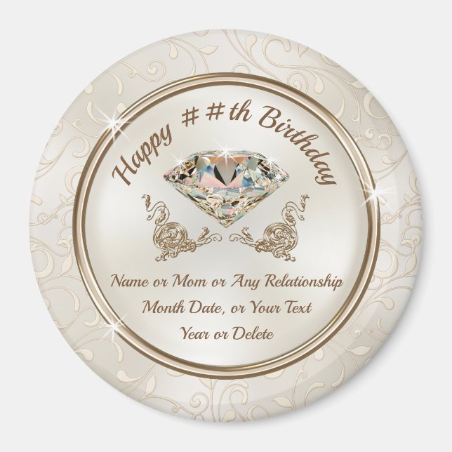 Imã Personalizado barato, Aniversário favorece as mulh (Frente)