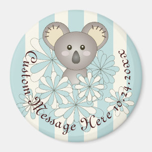 Imã Personalizado Blue Stripe Baby Koala Partido Favor