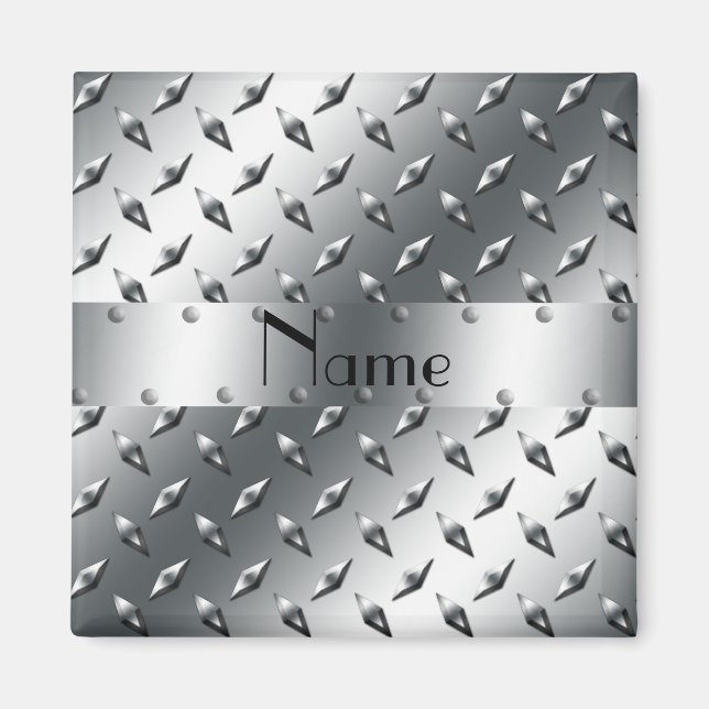 Imã Personalizado com o seu nome: diamante plate plate (Frente)