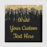 Imã Personalizado de Dissipação de Brilho Preto e Dour<br><div class="desc">Magnet Glitter Personalizado Preto e Dourado, Presentes Personalizados do Magnet Sparkle, Batismo Personalizado, Aniversário, Chá de fraldas, gota de recepção de cerimônias de festa de noivado, presentes personalizados para favoritos de festa de aniversário, ímãs personalizados pretos e dourados, favores do chá de panela, brilho brilhante bonito, brilho dourado, presentes de...</div>