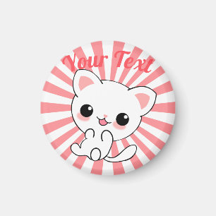 Imã Personalizado de Kawaii White Kitten
