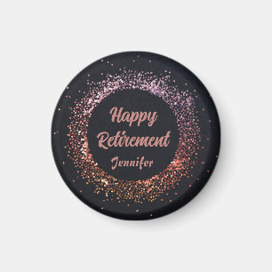 Imã Personalizado Elegante Preto Dourado Rosa Feliz Ap