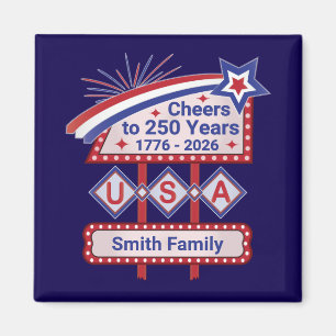 Imã Personalizado EUA 250 – Marquee Retro Patriótico