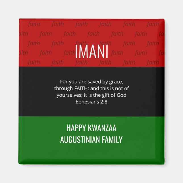 Imã Personalizado IMANI Faith Happy Kwanzaa (Frente)