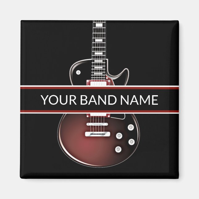 Imã Personalizado Nome Banda Guitar Musical Rock & Rol (Frente)