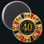 Imã PERSONALIZADO para Sheetal Vegas Casino Chip anive<br><div class="desc">Um legal vermelho,  ouro e preto...  Casino de Aniversário de Las Vegas...  Use o botão PERSONALIZAR TI para adicionar seu próprio texto.</div>