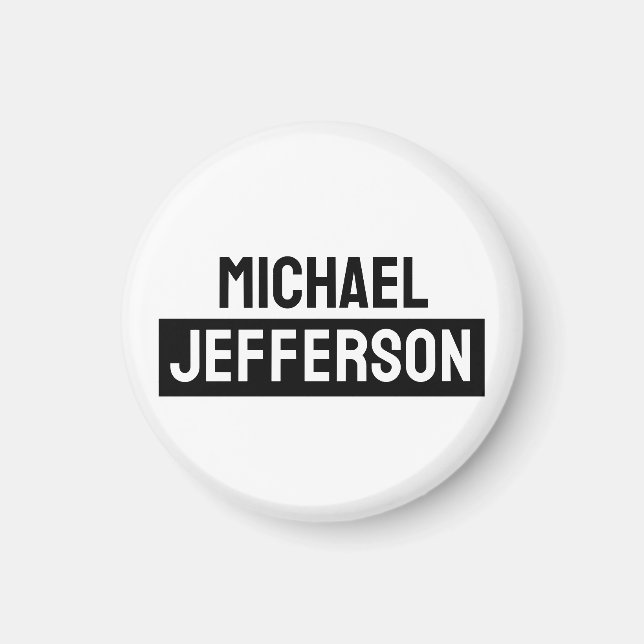 Imã Personalizado Personalizado Preto Branco Simples E (Frente)