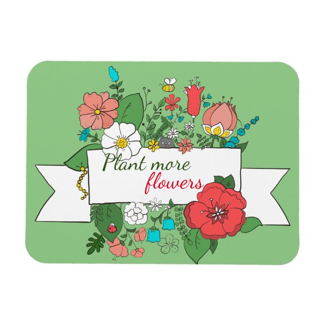 Ímã Personalizado/Plante Mais Flores/ Floral (Horizontal)