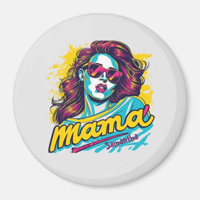 Imã Personalizado Retro Mama Pop Art (12) (Frente)