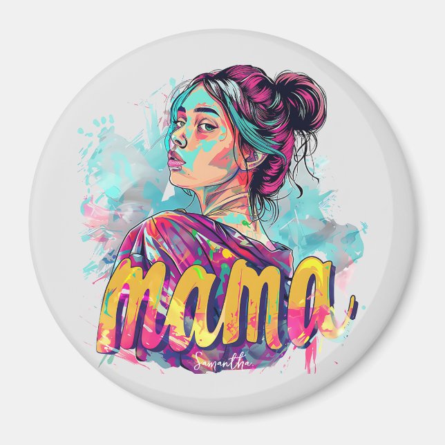 Imã Personalizado Retro Mama Pop Art (13) (Frente)