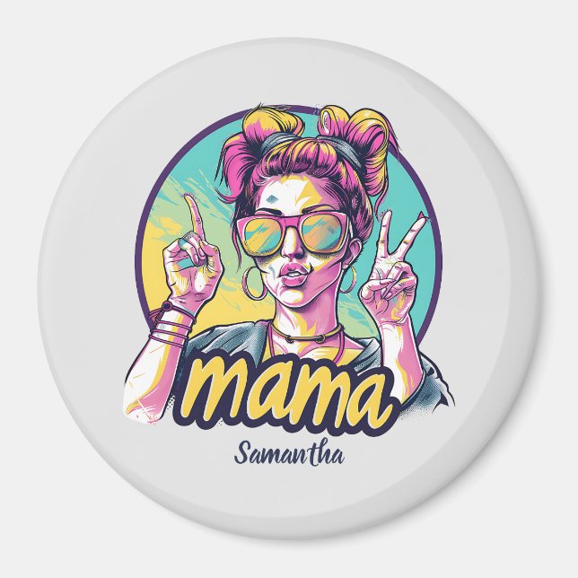 Imã Personalizado Retro Mama Pop Art (19) (Frente)
