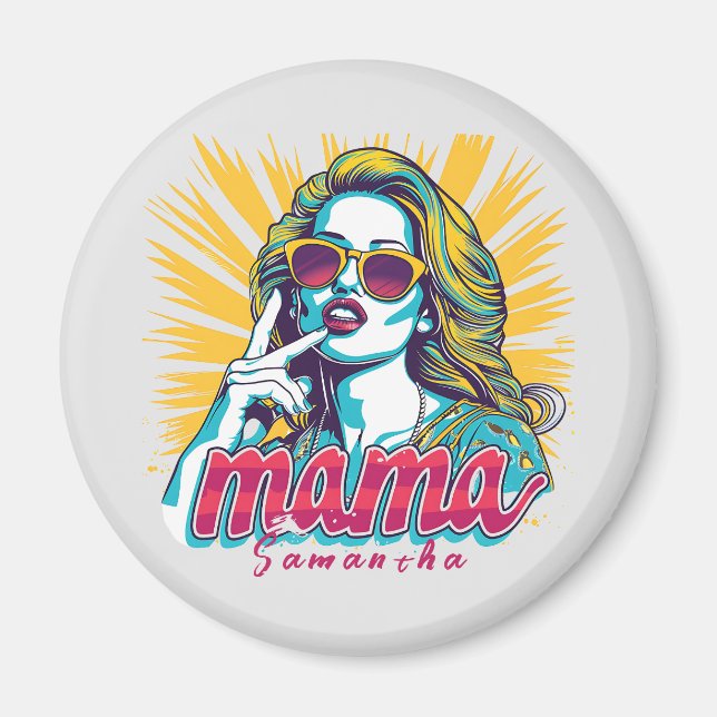 Imã Personalizado Retro Mama Pop Art (5) (Frente)
