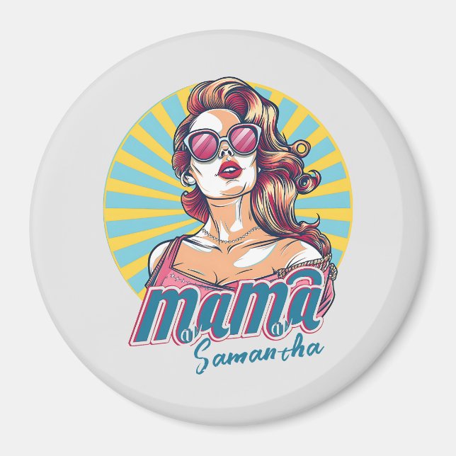 Imã Personalizado Retro Mama Pop Art (9) (Frente)