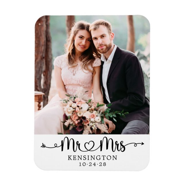 Ímã Personalizado Sr. Typografia Foto de Casamento (Vertical)