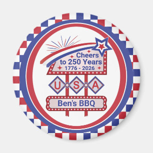 Imã Personalizado USA 250–Marquise Retrô Patriótica