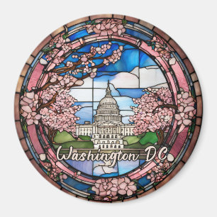 Imã Personalizado Washington DC Flor de Cerejeira Data