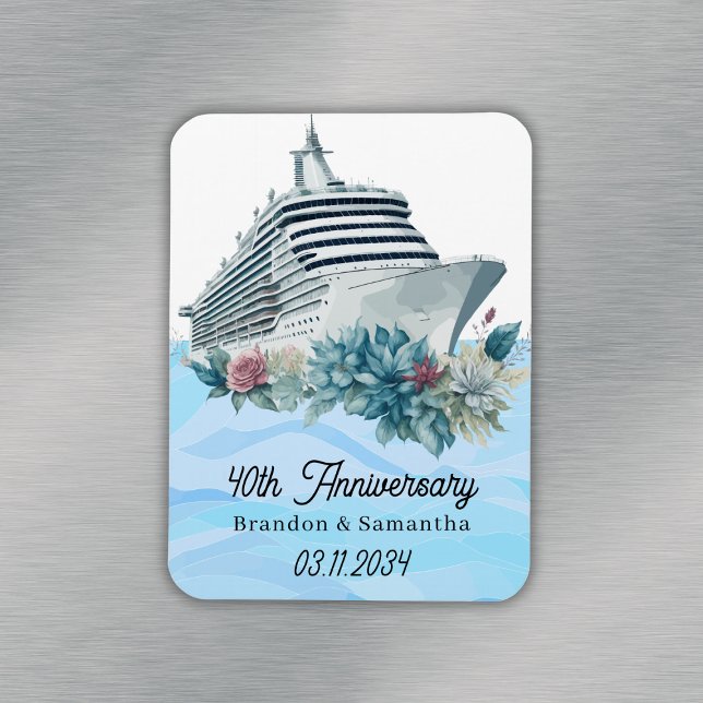 Ímã Personalizar Cruise 40º Aniversário de Casamento (Custom Cruise 40th Wedding Anniversary Keepsake Magnet
)