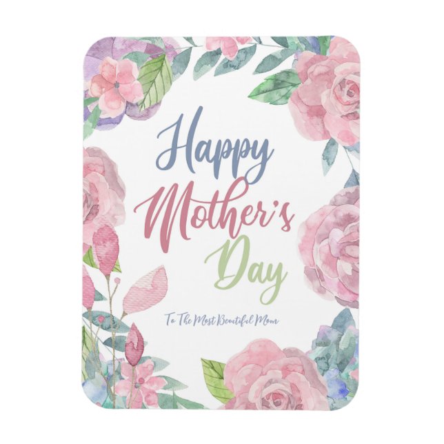 Ímã Personalizar Dia de as mães de Aquarela de Flores (Vertical)