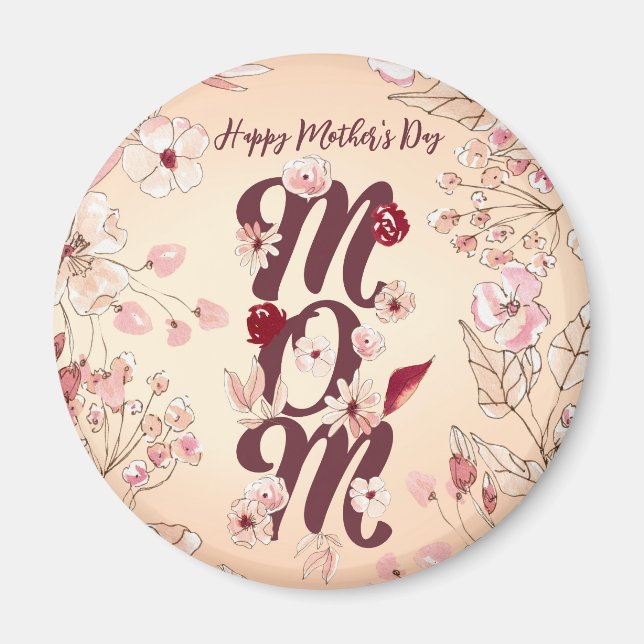Imã Personalizar Dia de as mães Feliz Mãe Quente Flora (Frente)