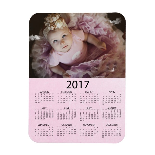 Ímã Personalizar este Mini Calendário Rosa 2017 (Vertical)