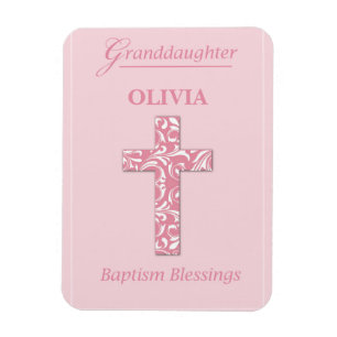 Ímã Personalizar nome neta Baptism Rapariga Rosa
