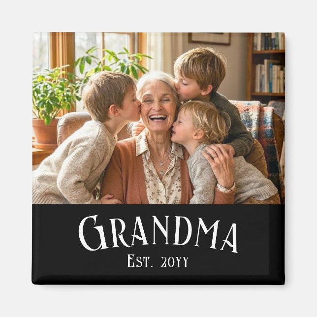 Imã Personalizar Nome Vovó Ano Presente de Foto (Frente)