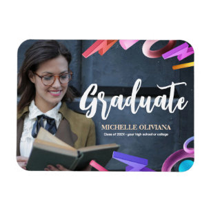 Ímã Personalizar o anúncio de graduação elegante do ri