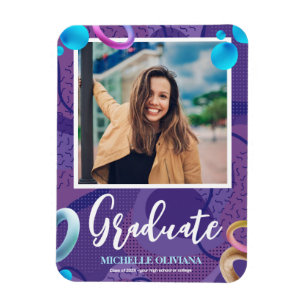 Ímã Personalizar o anúncio de graduação em roxo do ric