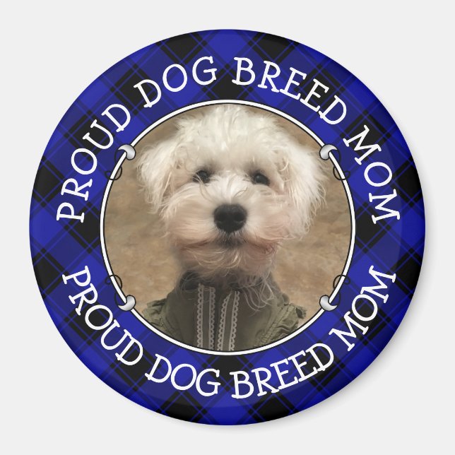 Imã Personalizar Pai Mãe Fotografia do Cachorro Azul e (Frente)