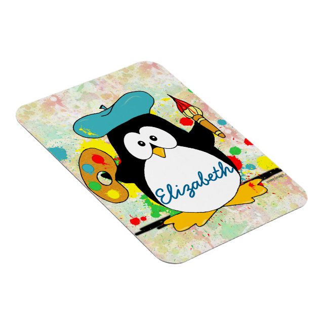 Ímã Personalizar Pinguim Artístico (Lado Direito)
