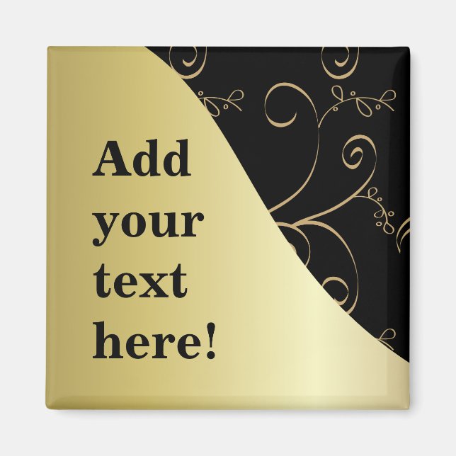 Imã Personalizar Preto e Dourado (Frente)