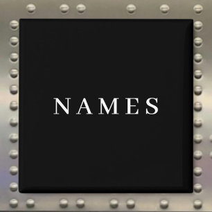 Imã Personalizar preto simples adicione seu nome legan