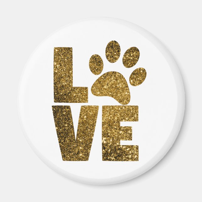 Imã Personalizar texto de amor com brilho do Ouro com  (Frente)